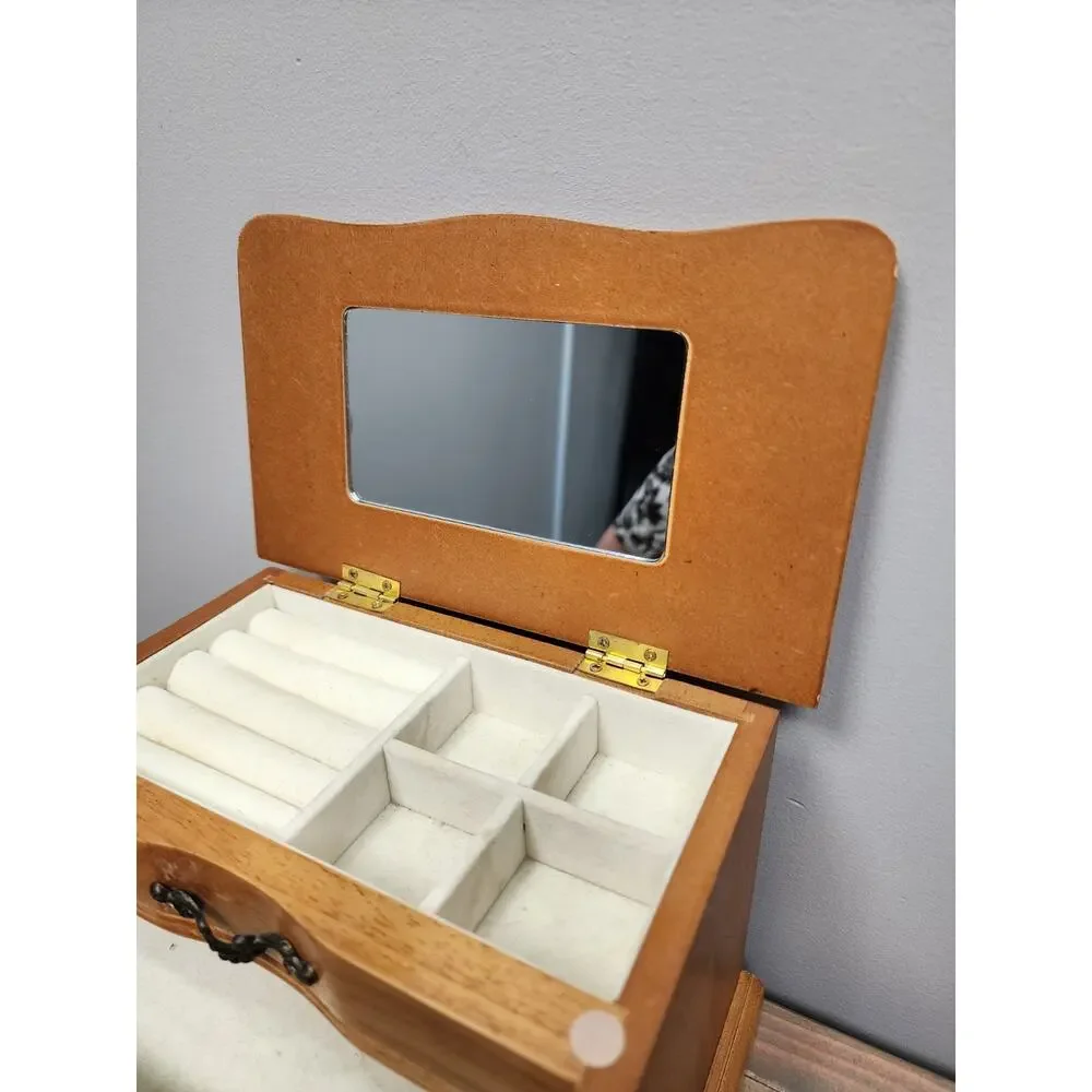 Vintage Croft & Barrow Wooden Jewelry Box Chest 2 Drawer Organizer
